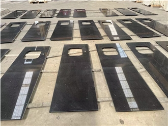 Black Artificial Quartz Stone Kitchen Countertops