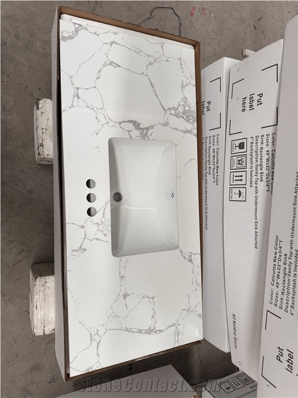 Quartz Bathroom Vanity Tops With Porcelain Undermount Sink