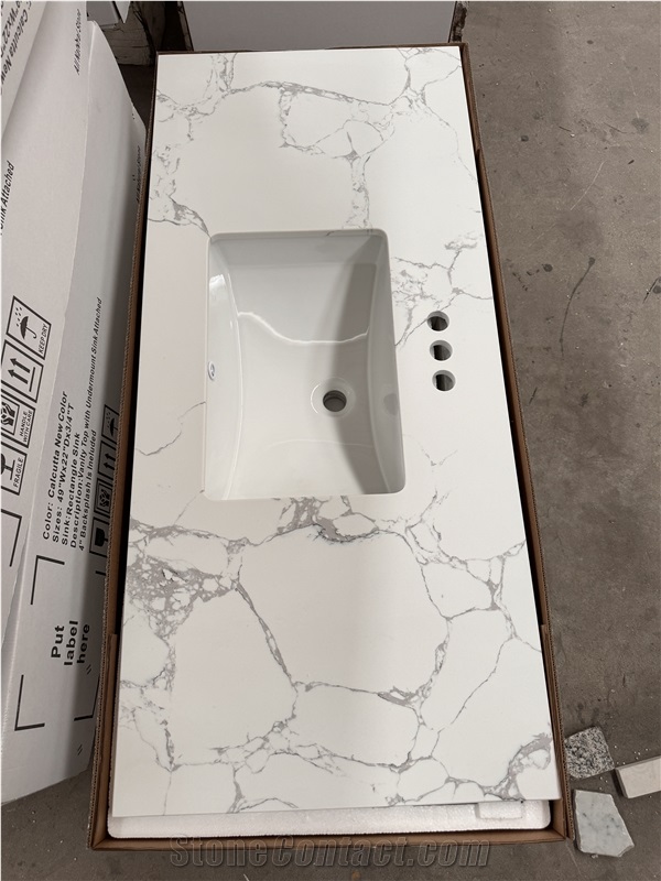 Quartz Bathroom Vanity Tops With Porcelain Undermount Sink