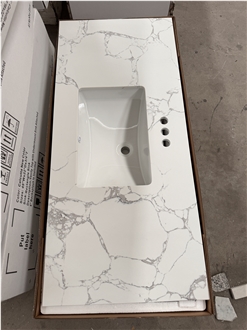 Quartz Bathroom Vanity Tops With Porcelain Undermount Sink
