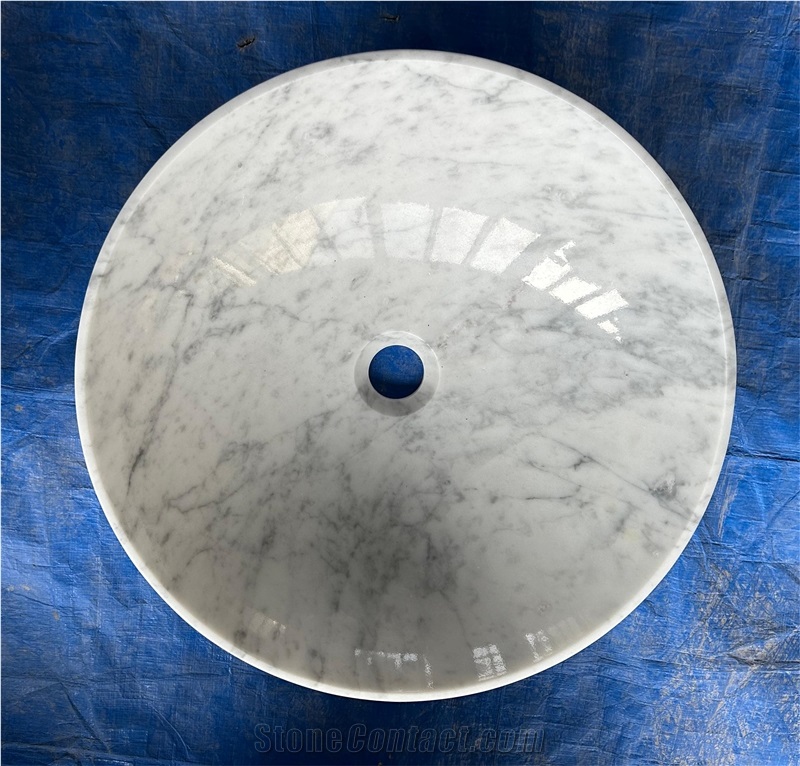 Bianco White Marble Round Wash Basins