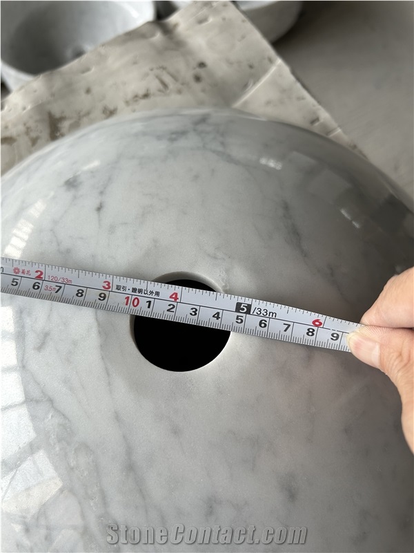 Bianco White Marble Round Wash Basins