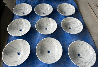 Bianco White Marble Round Wash Basins