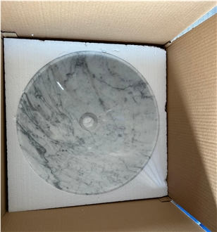 Bianco White Marble Round Wash Basins