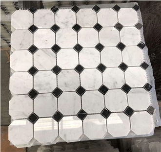 Calacatta Marble Victorian Octagon Mosaic Tiles