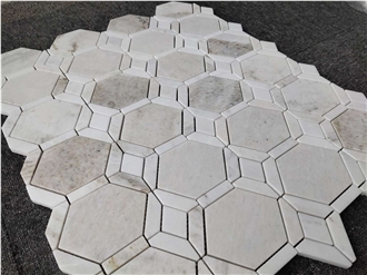 Carrara White Marble Hexagon Backsplash Mosaic