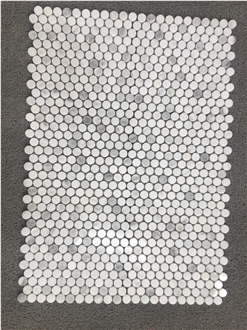 Carrara White Marble Penny Round Mosaic Tiles
