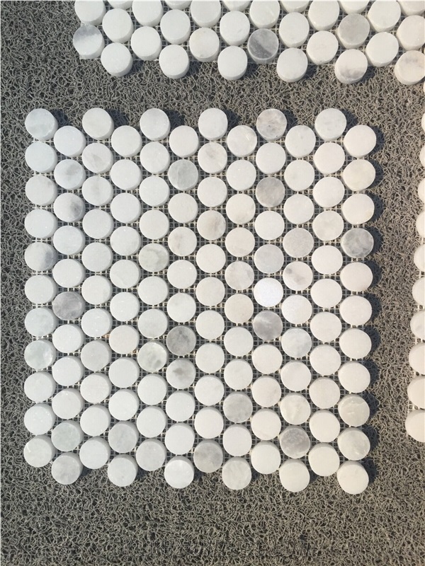 Carrara White Marble Penny Round Mosaic Tiles