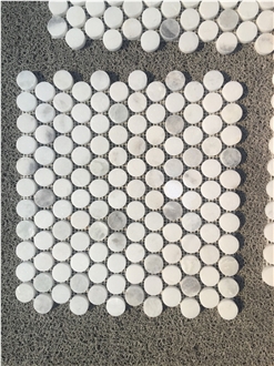 Carrara White Marble Penny Round Mosaic Tiles