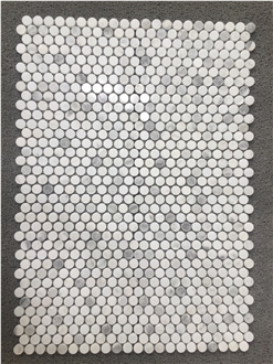Carrara White Marble Penny Round Mosaic Tiles