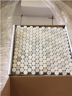 Carrara White Marble Penny Round Mosaic Tiles