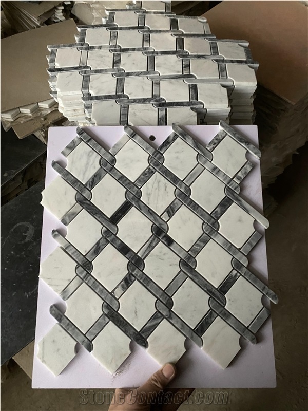 Natural China White Marble Mosaic Tiles For Bathroom