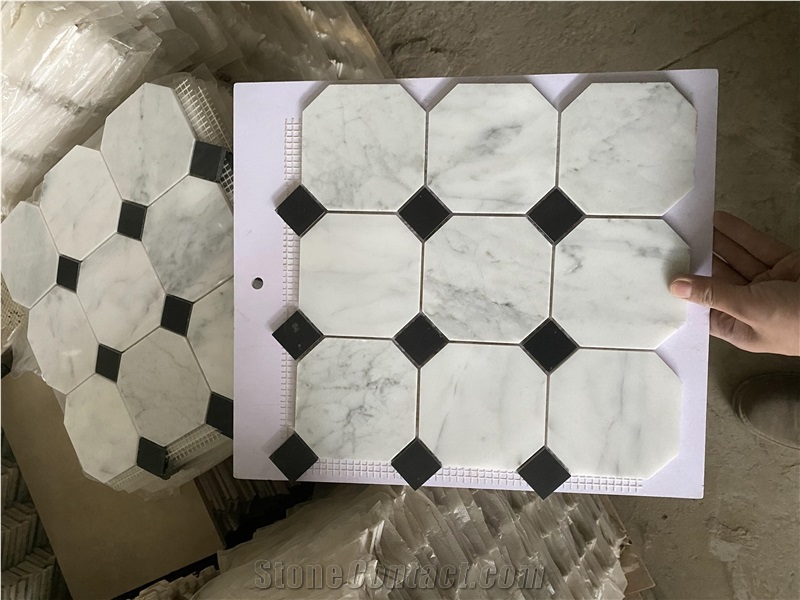 Natural China White Marble Mosaic Tiles For Bathroom