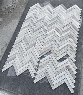 Natural Marble Herringbone Mosaic Tiles