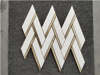 Natural Marble Herringbone Mosaic Tiles
