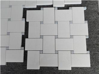 White Marble Large Basket Mosaic Tiles