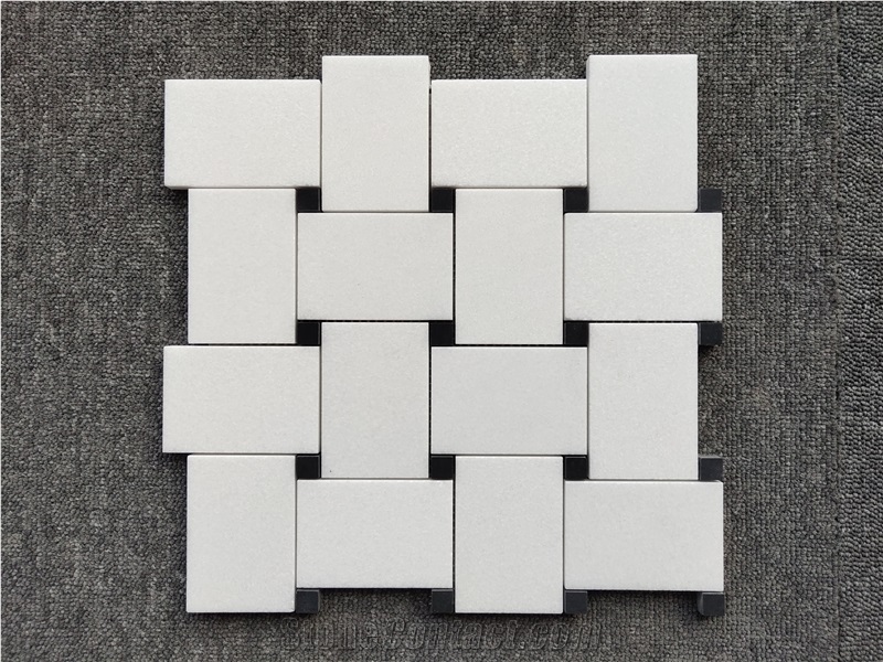 White Marble Large Basket Mosaic Tiles