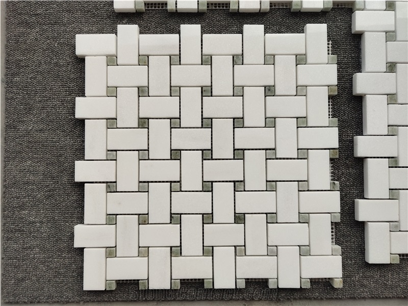 White Marble Large Basket Mosaic Tiles