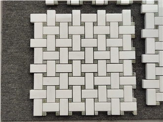 White Marble Large Basket Mosaic Tiles