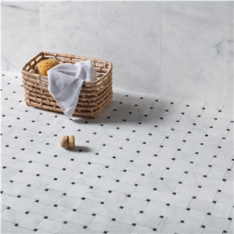 White Marble Large Basket Mosaic Tiles