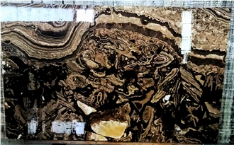 Backlit Classic Brown Traonyx Slabs For Bathroom Wall Facade