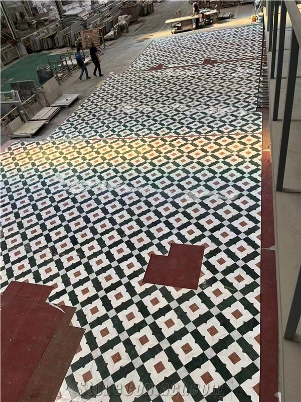 Classic Marble Design Waterjet Carpet Medallions For Church