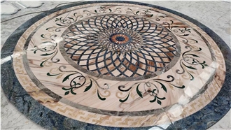 Classic Marble Design Waterjet Carpet Medallions For Church