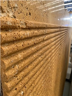 Fluted Noce Travertine Slabs For Kitchen Wall Facade Decor Fluted Noce Travertine Slabs For Kitchen Wall Facade Decor