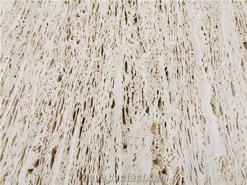 Unfilled Romano White Travertine Slabs For Wall Facade Decor