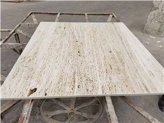 Unfilled Romano White Travertine Slabs For Wall Facade Decor