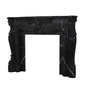 2023 Black Marquina Marble French Style Fireplace