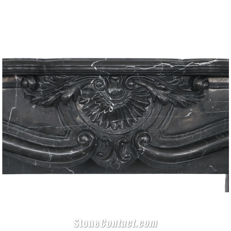 2023 Black Marquina Marble French Style Fireplace