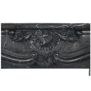 2023 Black Marquina Marble French Style Fireplace
