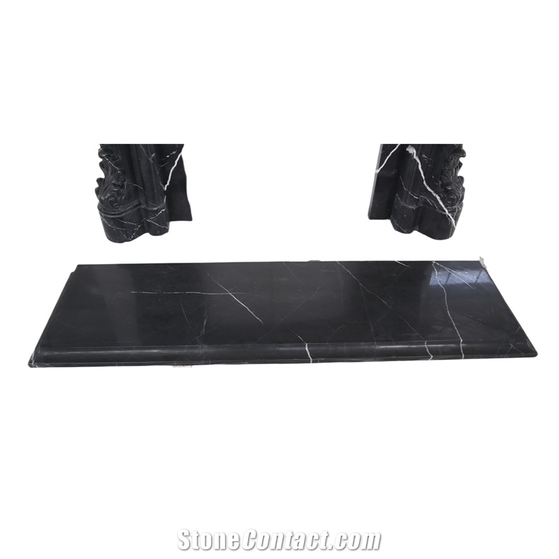 2023 Black Marquina Marble French Style Fireplace