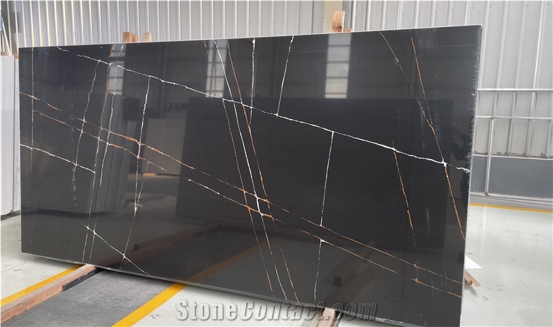Statuario Black Saint Laurent Black Quartz Slabs