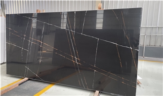 Statuario Black Saint Laurent Black Quartz Slabs