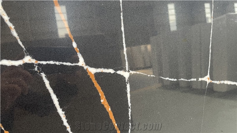 Statuario Black Saint Laurent Black Quartz Slabs