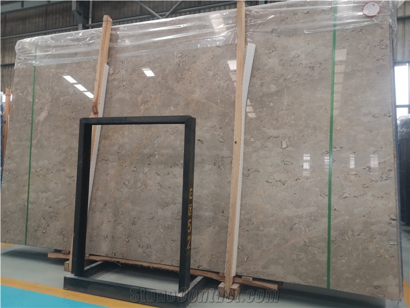 Moon Grey Polished Limestone Slab Wall Tiles
