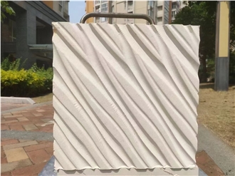 White Limestone Artistic Surface CNC Engraving 3D Wall Decor Panels White Limestone Artistic Surface CNC Engraving 3D Wall Decor Panels