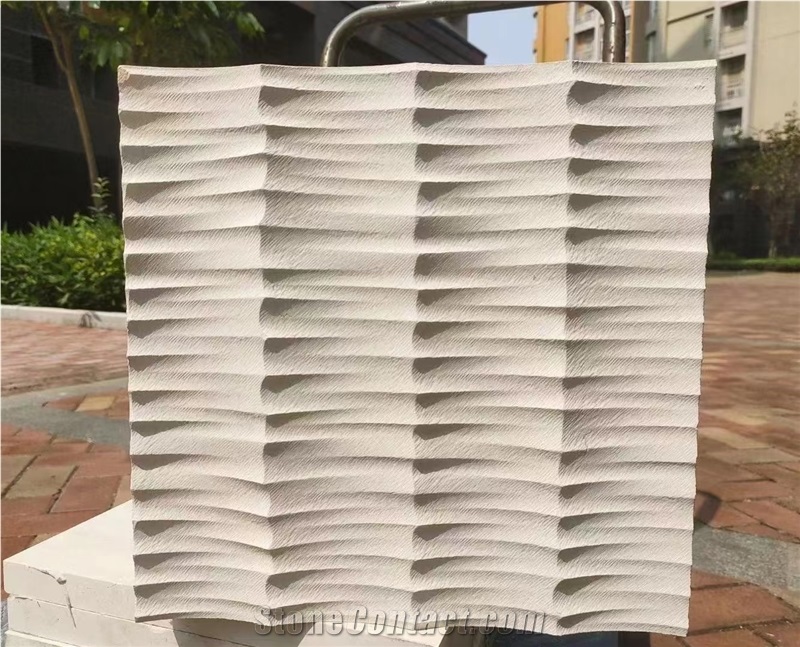 White Limestone Artistic Surface CNC Engraving Wall Panels