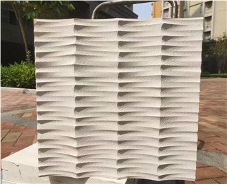 White Limestone Artistic Surface CNC Engraving Wall Panels