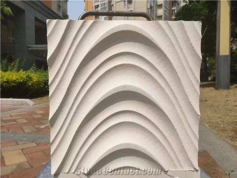 White Limestone Artistic Surface CNC Engraving Wall Panels
