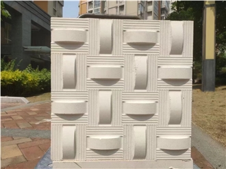 White Limestone Artistic Surface CNC Engraving Wall Panels
