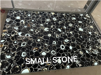 Backlit Black Agate Semiprecious Stone Tiles On The Floor Backlit Black Agate Semiprecious Stone Tiles On The Floor
