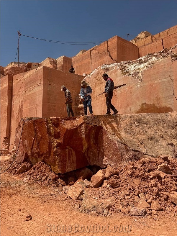 Red Travertine Blocks