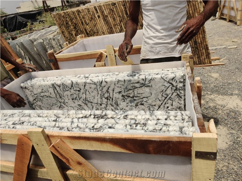 India Alaska White Polished Granite Steps