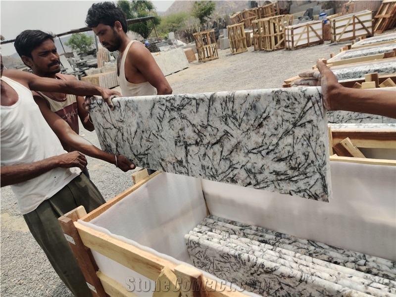 India Alaska White Polished Granite Steps