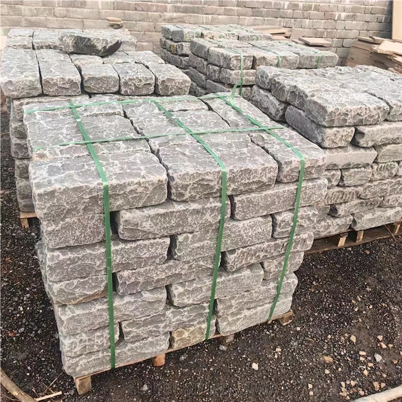 China Blue Limestone Tumbled Pavement For Wall And Floor
