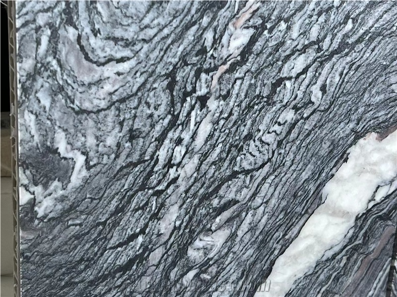 Black Wooden Marble Laminated Backed  Honeycomb Panels