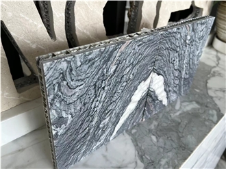 Black Wooden Marble Laminated Backed  Honeycomb Panels